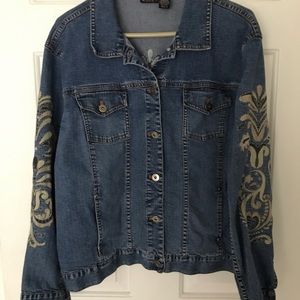 Chico’s Embroidered Denim Jacket Size 3